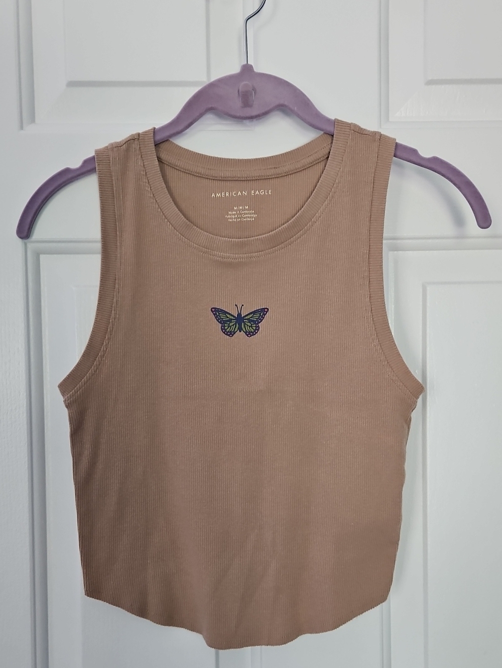 American Eagle Ribbed Tank with Butterfly